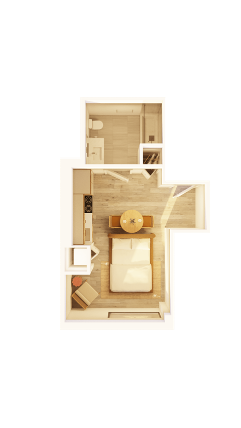 Floor plan for studio, 1 bath, 339 sqft